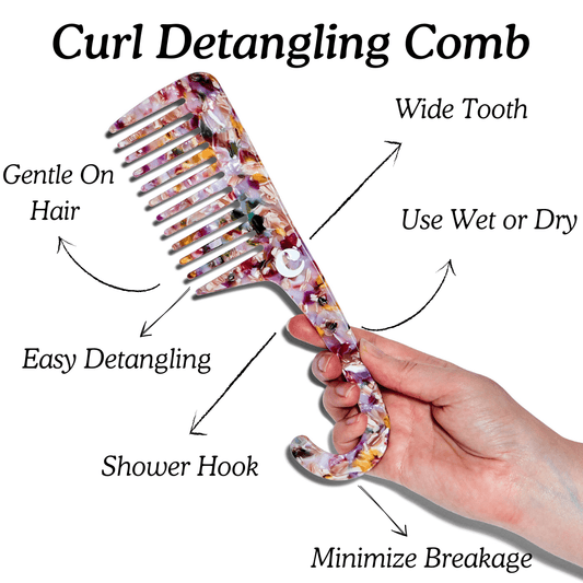 Curl detangling shower comb for curly hair