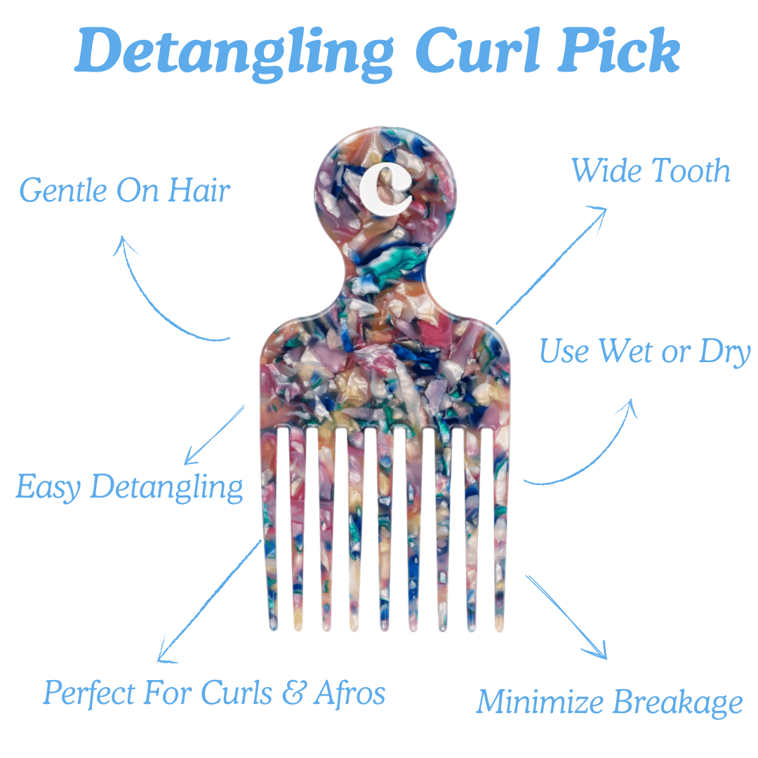 Wide tooth hair pick comb for curls and coils