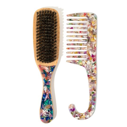 Detangle Comb & Slick Boar Bristle Brush Duo - Curldo