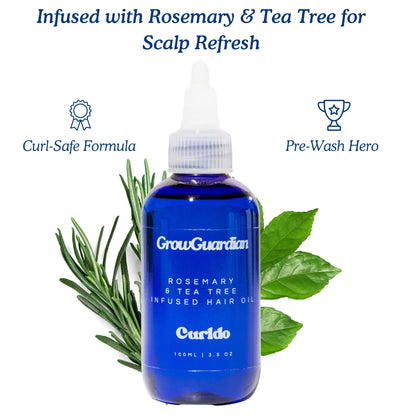 GrowGuardian™ Curl Nourish Oil - Rosemary & Tea Tree Pre - Wash Treatment for Waves, Curls, Coils & Afro Hair - Curldo