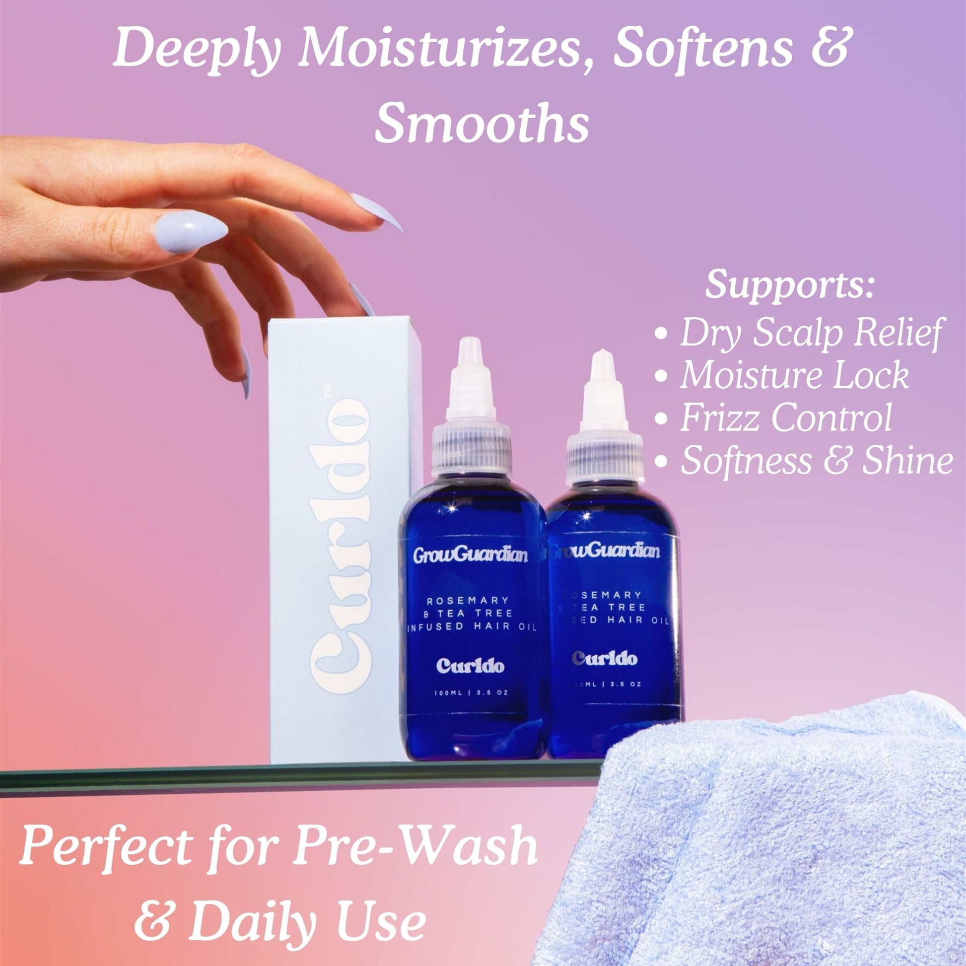 GrowGuardian™ Curl Nourish Oil - Rosemary & Tea Tree Pre - Wash Treatment for Waves, Curls, Coils & Afro Hair - Curldo